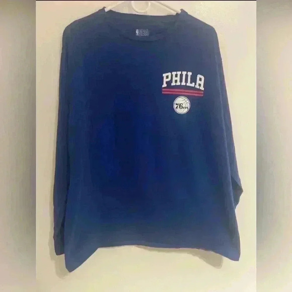 Philadelphia 76ers Men’s Blue Long sleeve Shirt NBA Size XL - Picture 1 of 7